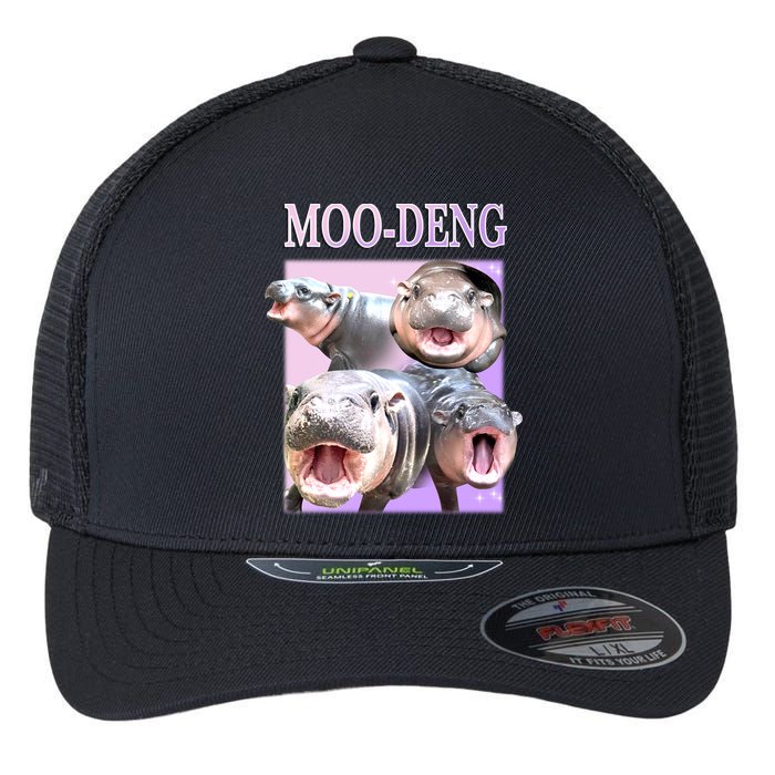 Purple Moo Deng Meme Hippo Funny Flexfit Unipanel Trucker Cap