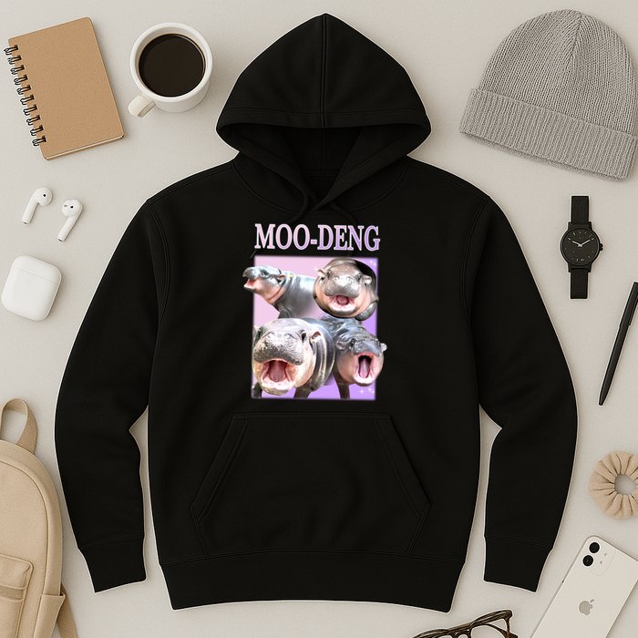 Purple Moo Deng Meme Hippo Funny Hoodie