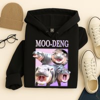 Purple Moo Deng Meme Hippo Funny Hoodie