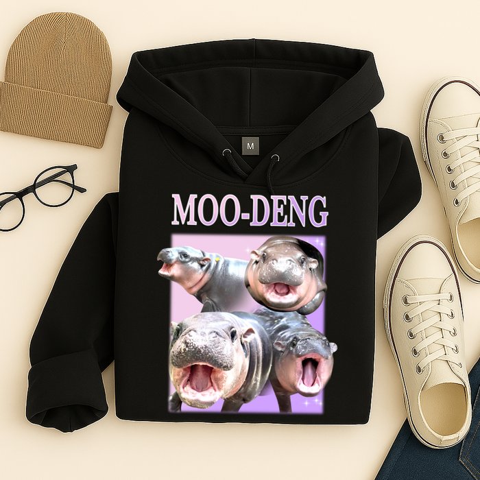 Purple Moo Deng Meme Hippo Funny Hoodie