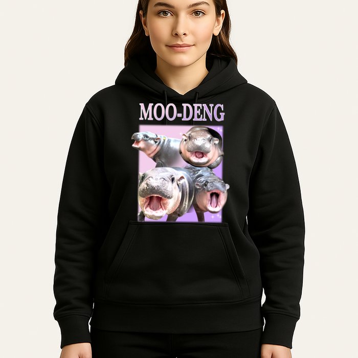 Purple Moo Deng Meme Hippo Funny Hoodie