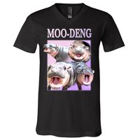 Purple Moo Deng Meme Hippo Funny V-Neck T-Shirt