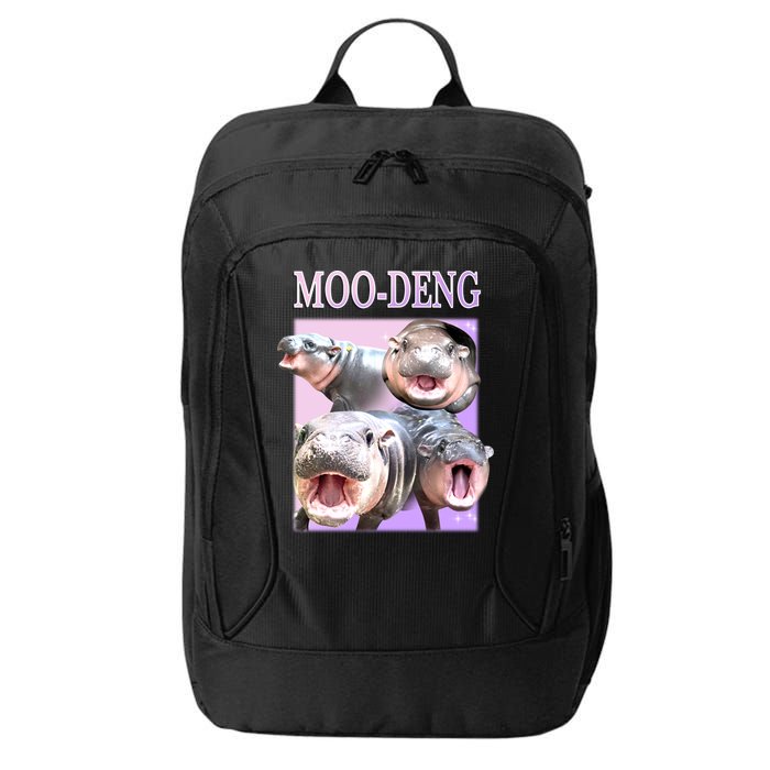 Purple Moo Deng Meme Hippo Funny City Backpack