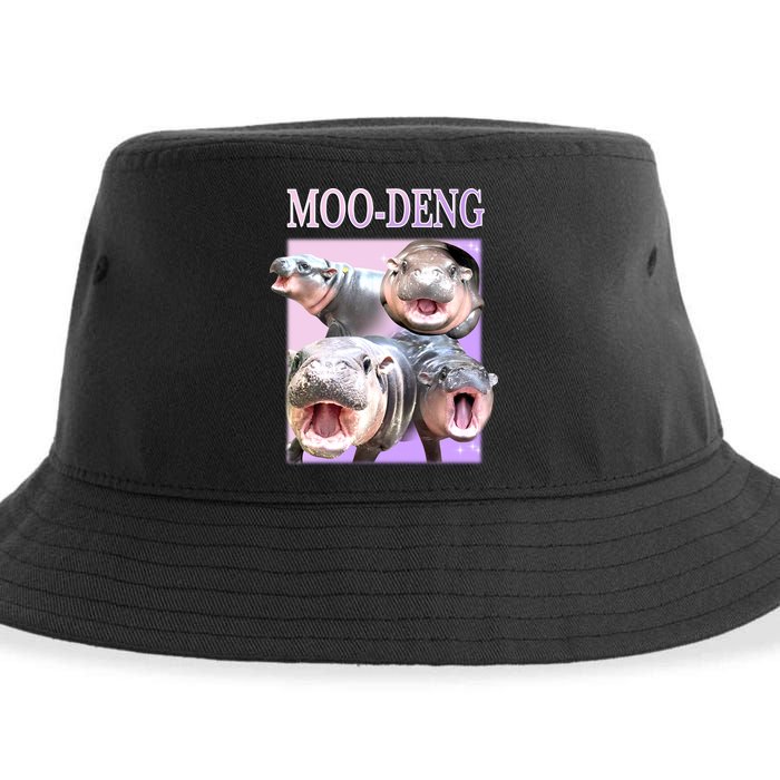 Purple Moo Deng Meme Hippo Funny Sustainable Bucket Hat