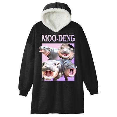 Purple Moo Deng Meme Hippo Funny Hooded Wearable Blanket