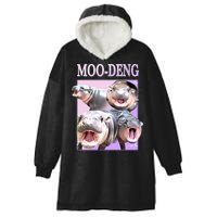 Purple Moo Deng Meme Hippo Funny Hooded Wearable Blanket