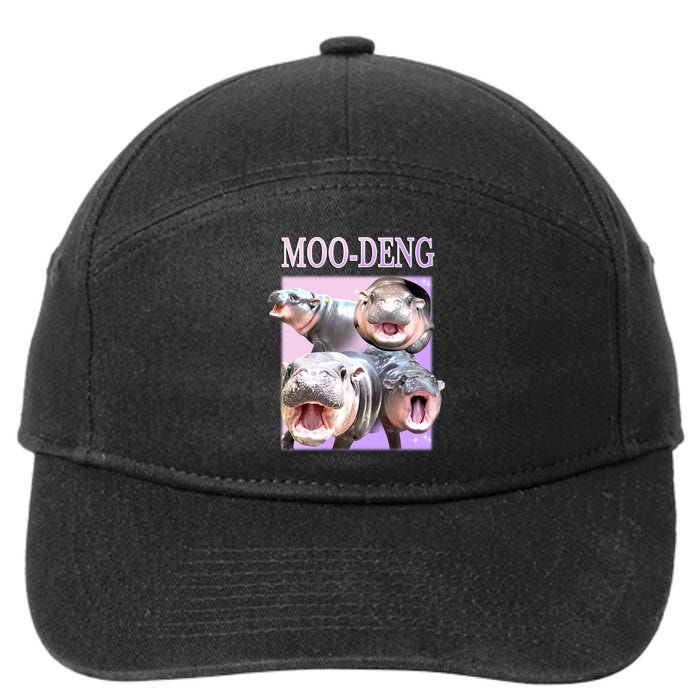 Purple Moo Deng Meme Hippo Funny 7-Panel Snapback Hat