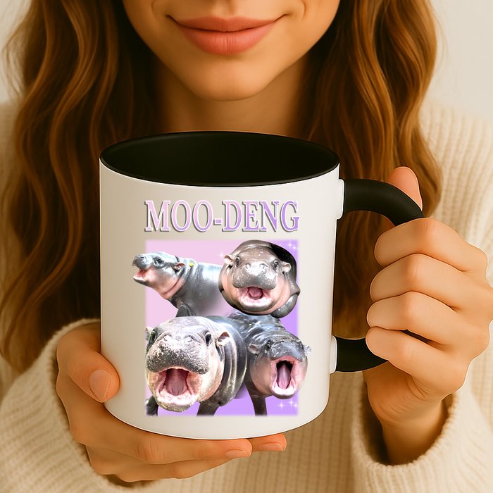 Purple Moo Deng Meme Hippo Funny Mug