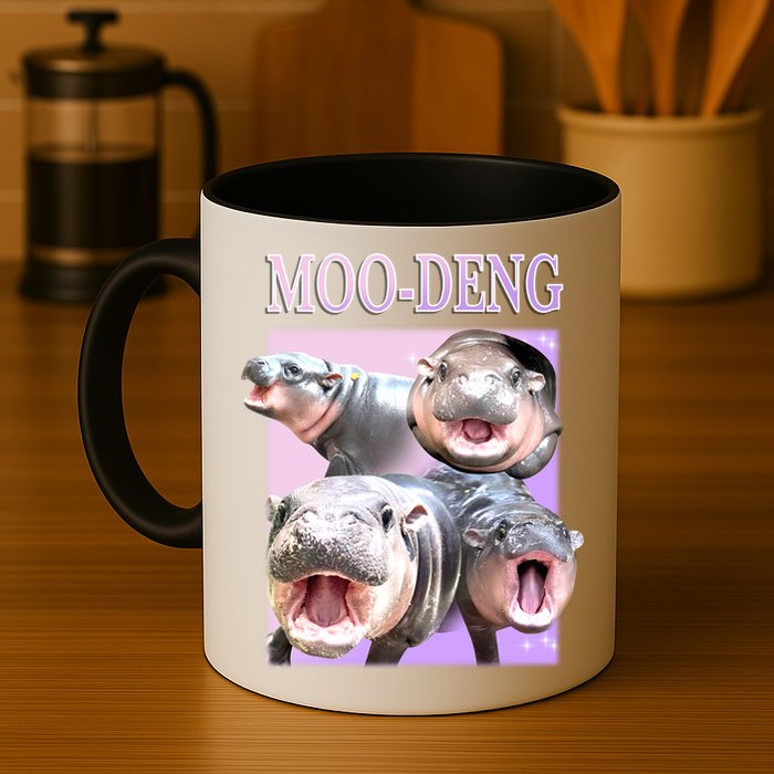 Purple Moo Deng Meme Hippo Funny Mug