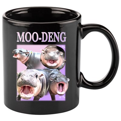Purple Moo Deng Meme Hippo Funny 11oz C Handle Ceramic Mug