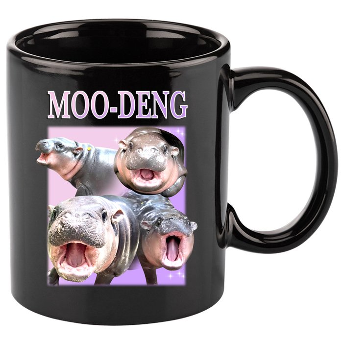 Purple Moo Deng Meme Hippo Funny 11oz C Handle Ceramic Mug