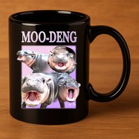 Purple Moo Deng Meme Hippo Funny 11oz C Handle Ceramic Mug