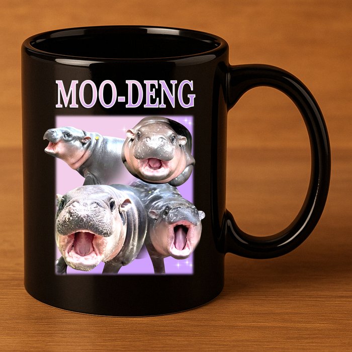 Purple Moo Deng Meme Hippo Funny 11oz C Handle Ceramic Mug