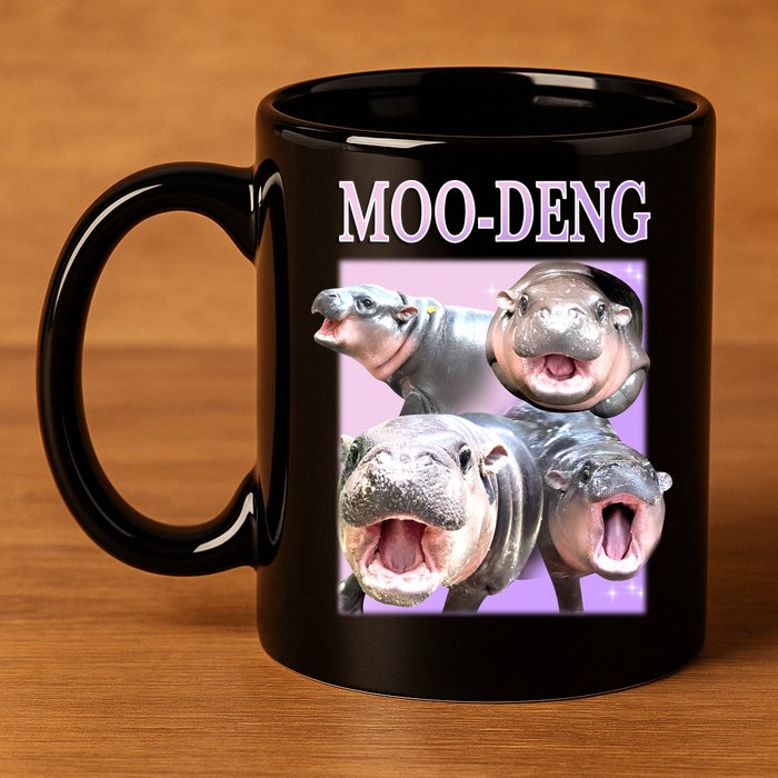 Purple Moo Deng Meme Hippo Funny 11oz C Handle Ceramic Mug