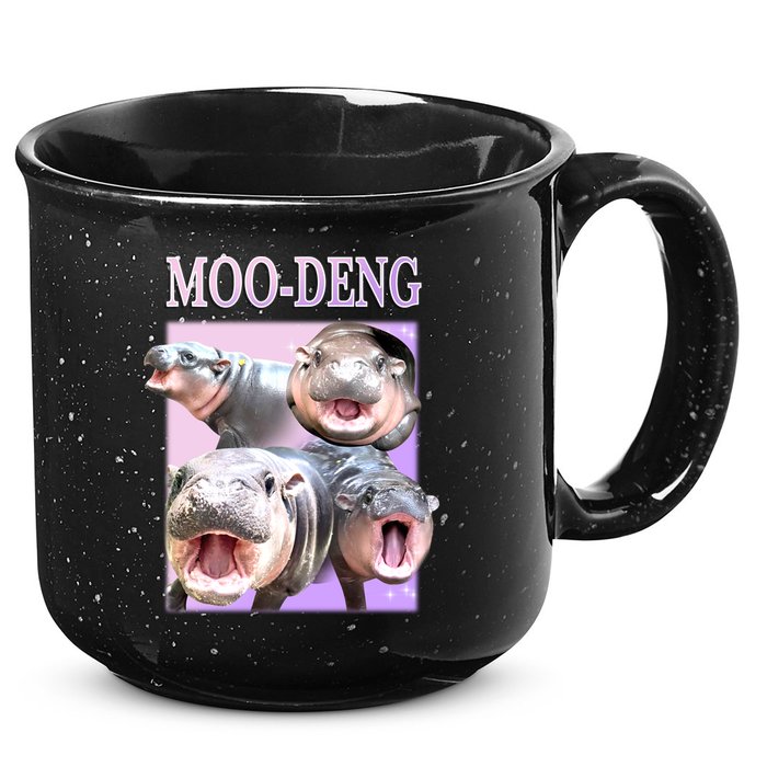 Purple Moo Deng Meme Hippo Funny 15oz Campfire Ceramic Mug