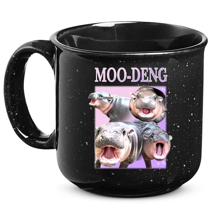 Purple Moo Deng Meme Hippo Funny 15oz Campfire Ceramic Mug