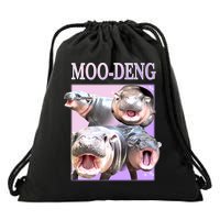 Purple Moo Deng Meme Hippo Funny Drawstring Bag