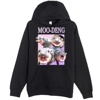 Purple Moo Deng Meme Hippo Funny Premium Pullover Hoodie