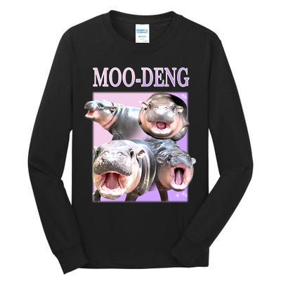 Purple Moo Deng Meme Hippo Funny Tall Long Sleeve T-Shirt