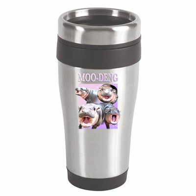 Purple Moo Deng Meme Hippo Funny 16oz Travel Tumbler
