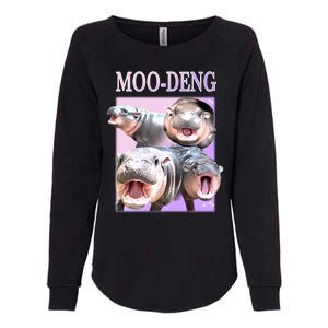 Purple Moo Deng Meme Hippo Funny Womens California Wash Sweatshirt