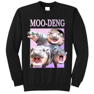 Purple Moo Deng Meme Hippo Funny Tall Sweatshirt