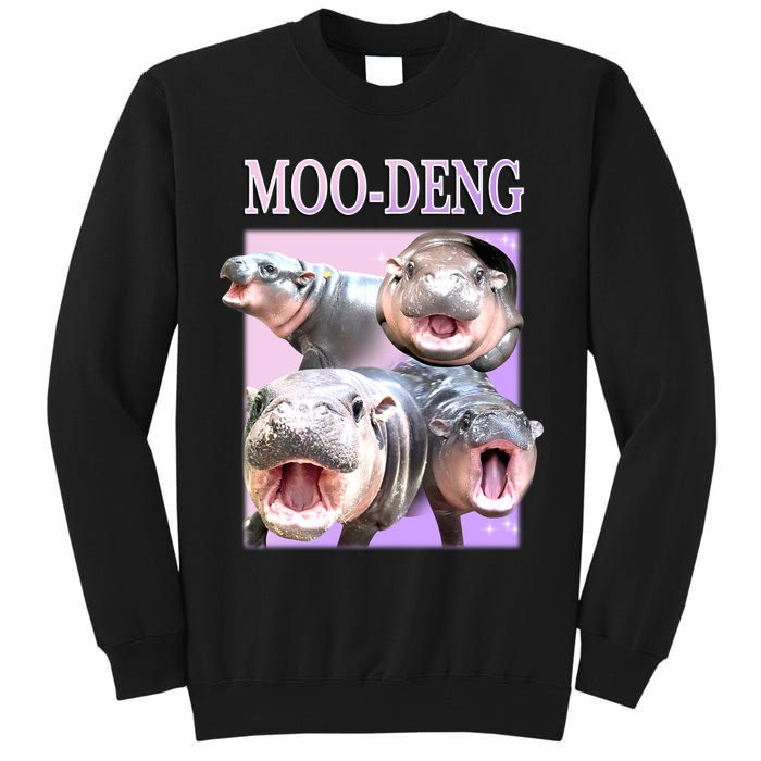 Purple Moo Deng Meme Hippo Funny Tall Sweatshirt
