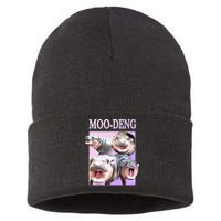 Purple Moo Deng Meme Hippo Funny Sustainable Knit Beanie