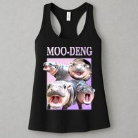 Purple Moo Deng Meme Hippo Funny Womens Tank Top