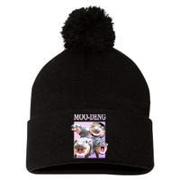 Purple Moo Deng Meme Hippo Funny Pom Pom 12in Knit Beanie