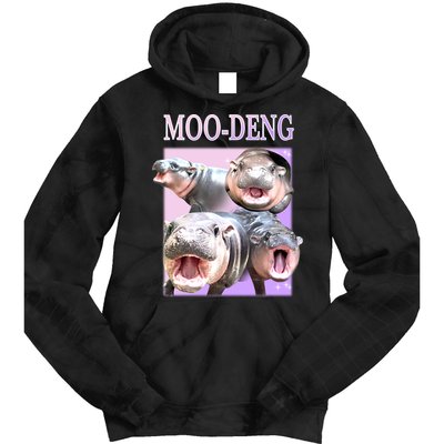 Purple Moo Deng Meme Hippo Funny Tie Dye Hoodie