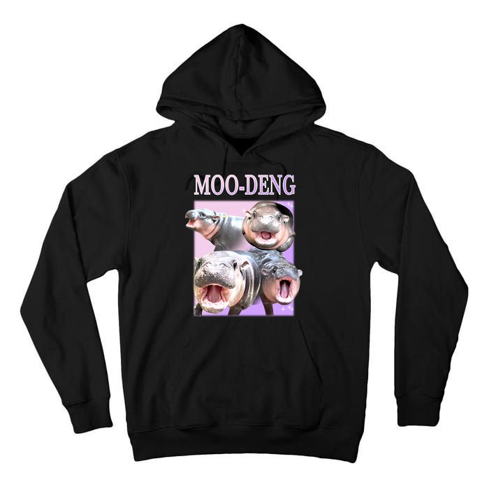 Purple Moo Deng Meme Hippo Funny Tall Hoodie