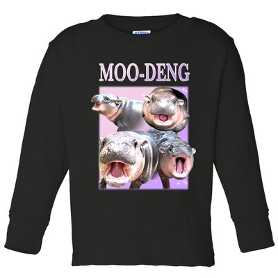 Purple Moo Deng Meme Hippo Funny Toddler Long Sleeve Shirt