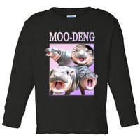 Purple Moo Deng Meme Hippo Funny Toddler Long Sleeve Shirt