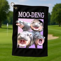Purple Moo Deng Meme Hippo Funny Golf Towel