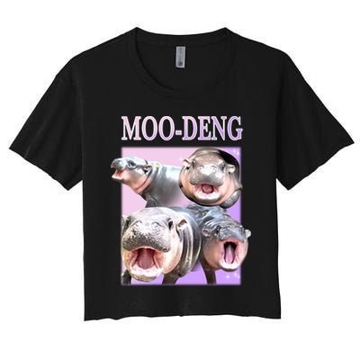 Purple Moo Deng Meme Hippo Funny Crop Top