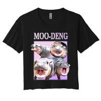 Purple Moo Deng Meme Hippo Funny Crop Top