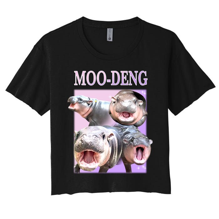 Purple Moo Deng Meme Hippo Funny Crop Top