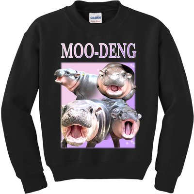 Purple Moo Deng Meme Hippo Funny Kids Sweatshirt