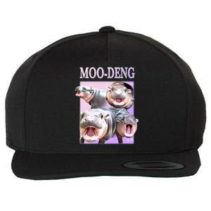 Purple Moo Deng Meme Hippo Funny Wool Snapback Cap