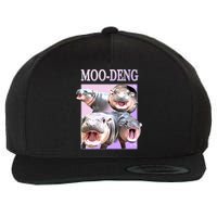 Purple Moo Deng Meme Hippo Funny Wool Snapback Cap