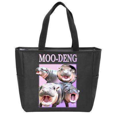 Purple Moo Deng Meme Hippo Funny Zip Tote Bag