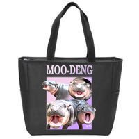 Purple Moo Deng Meme Hippo Funny Zip Tote Bag