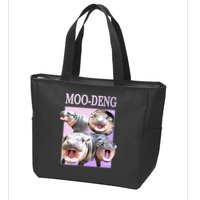 Purple Moo Deng Meme Hippo Funny Zip Tote Bag