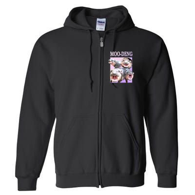 Purple Moo Deng Meme Hippo Funny Full Zip Hoodie