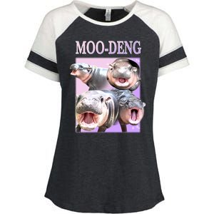 Purple Moo Deng Meme Hippo Funny Enza Ladies Jersey Colorblock Tee