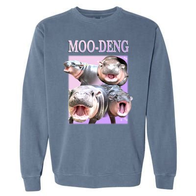 Purple Moo Deng Meme Hippo Funny Garment-Dyed Sweatshirt