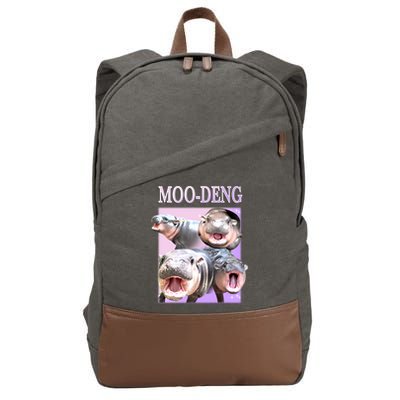 Purple Moo Deng Meme Hippo Funny Cotton Canvas Backpack