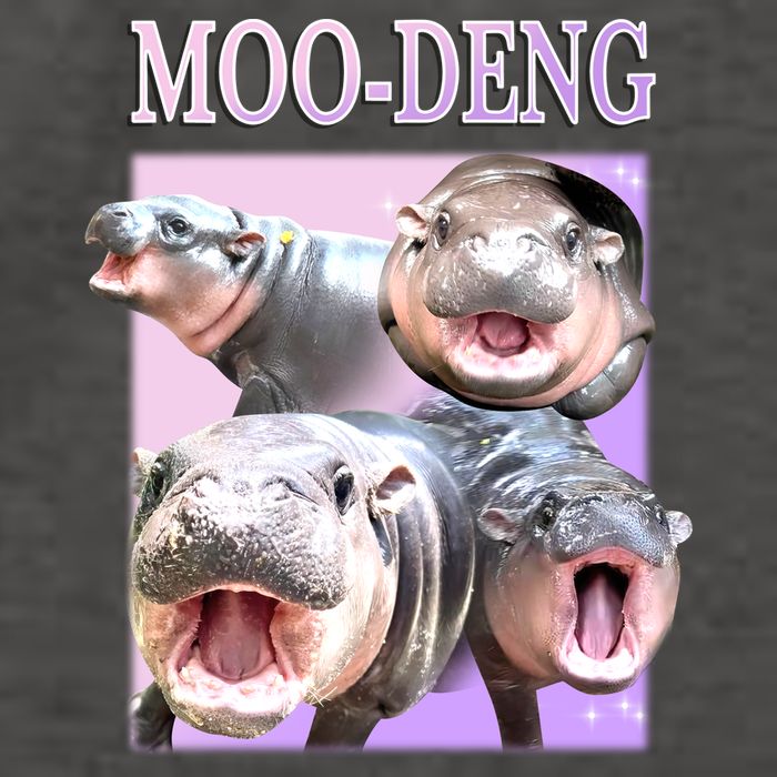 Purple Moo Deng Meme Hippo Funny Vector Backpack
