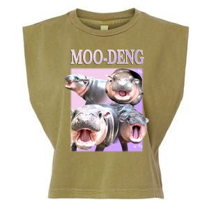 Purple Moo Deng Meme Hippo Funny Garment-Dyed Women's Muscle Tee